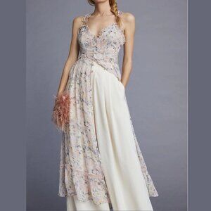 By Anthropologie Sheer Curtain Top Pink Floral Large